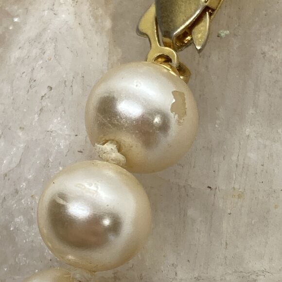 Vintage Japan Faux Pearl Knotted Beaded Single Strand 19'' Necklace Fish Hook - Picture 9 of 10